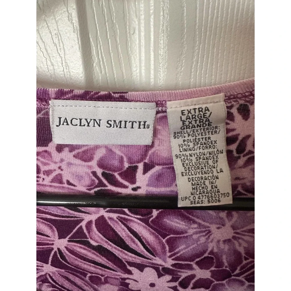 Women ladies Jaclyn smith XL purple floral cardigan + built-in cami blouse top - Picture 5 of 8